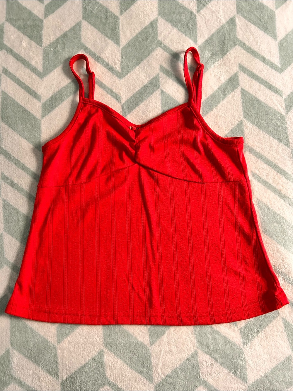Red Ribbed Spaghetti Strap Camisole